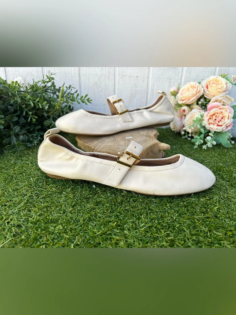 Cole Haan Graclyn Mary Jane Ballet Flat women size 11 ivory, like new
